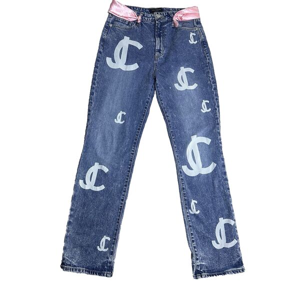 Juicy Couture Pants - Juicy Couture Women’s‎ Logo Jeans Pink Scarf Belt Size 28 Y2K Streetwear Stretch